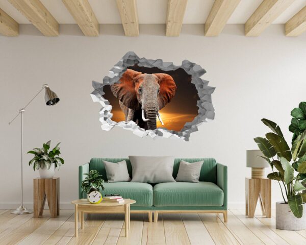 Elephant Wall Decal - Self Adhesive Wall Decal, Animal Wall Decal, Bedroom Wall Sticker, Removable Vinyl, Wall Decoration