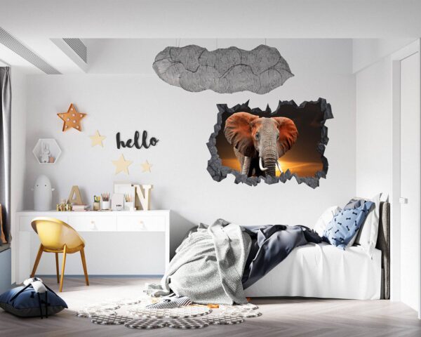 Elephant Wall Decal - Self Adhesive Wall Decal, Animal Wall Decal, Bedroom Wall Sticker, Removable Vinyl, Wall Decoration