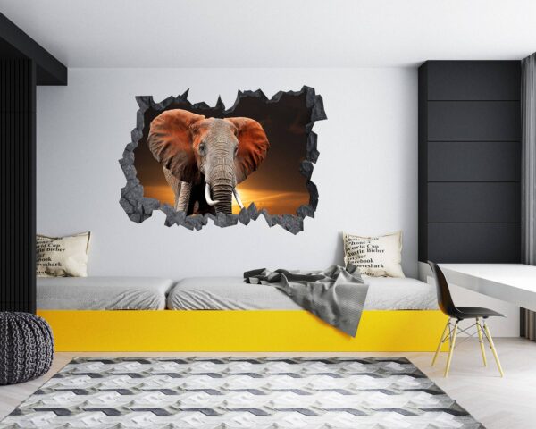 Elephant Wall Decal - Self Adhesive Wall Decal, Animal Wall Decal, Bedroom Wall Sticker, Removable Vinyl, Wall Decoration