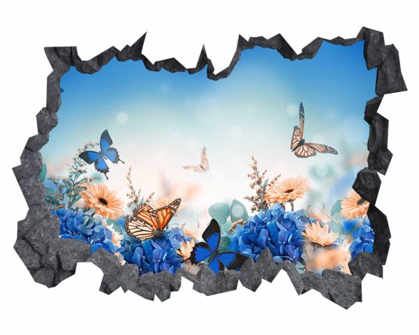 Flower Wall Decal - Butterfly Wall Sticker, Removable Vinyl, Wall Decoration, Vinyl Sticker, Flower Wall Art, Easy to Install