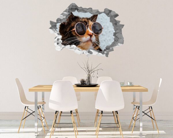 Cat Wall Art - Self Adhesive Wall Decal, Animal Wall Decal, Bedroom Wall Sticker, Removable Vinyl, Wall Decoration