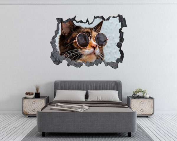 Cat Wall Art - Self Adhesive Wall Decal, Animal Wall Decal, Bedroom Wall Sticker, Removable Vinyl, Wall Decoration