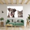 Dog and Cat Wall Art - Self Adhesive Wall Decal, Animal Wall Decal, Bedroom Wall Sticker, Removable Vinyl, Wall Decoration