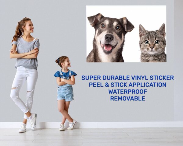 Dog and Cat Wall Art - Self Adhesive Wall Decal, Animal Wall Decal, Bedroom Wall Sticker, Removable Vinyl, Wall Decoration