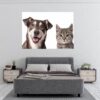 Dog and Cat Wall Art - Self Adhesive Wall Decal, Animal Wall Decal, Bedroom Wall Sticker, Removable Vinyl, Wall Decoration