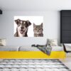 Dog and Cat Wall Art - Self Adhesive Wall Decal, Animal Wall Decal, Bedroom Wall Sticker, Removable Vinyl, Wall Decoration