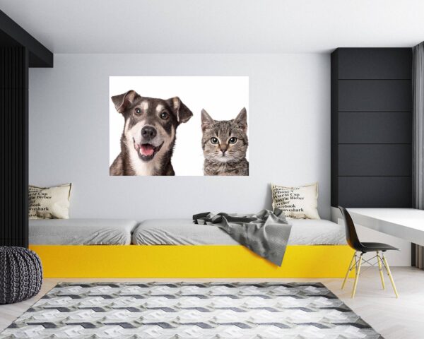 Dog and Cat Wall Art - Self Adhesive Wall Decal, Animal Wall Decal, Bedroom Wall Sticker, Removable Vinyl, Wall Decoration