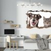 Dog and Cat Wall Art - Self Adhesive Wall Decal, Animal Wall Decal, Bedroom Wall Sticker, Removable Vinyl, Wall Decoration