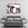 Dog and Cat Wall Art - Self Adhesive Wall Decal, Animal Wall Decal, Bedroom Wall Sticker, Removable Vinyl, Wall Decoration