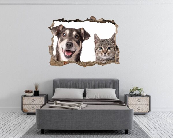 Dog and Cat Wall Art - Self Adhesive Wall Decal, Animal Wall Decal, Bedroom Wall Sticker, Removable Vinyl, Wall Decoration