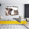 Dog and Cat Wall Art - Self Adhesive Wall Decal, Animal Wall Decal, Bedroom Wall Sticker, Removable Vinyl, Wall Decoration