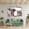 Dog and Cat Wall Art - Self Adhesive Wall Decal, Animal Wall Decal, Bedroom Wall Sticker, Removable Vinyl, Wall Decoration