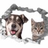 Dog and Cat Wall Art - Self Adhesive Wall Decal, Animal Wall Decal, Bedroom Wall Sticker, Removable Vinyl, Wall Decoration