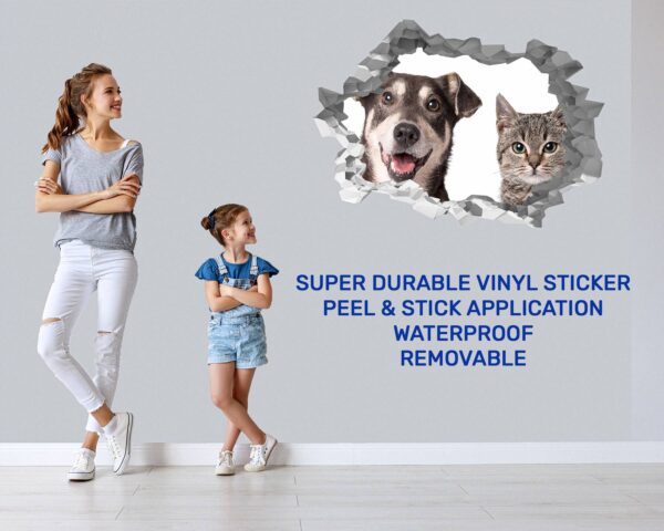 Dog and Cat Wall Art - Self Adhesive Wall Decal, Animal Wall Decal, Bedroom Wall Sticker, Removable Vinyl, Wall Decoration