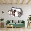 Dog and Cat Wall Art - Self Adhesive Wall Decal, Animal Wall Decal, Bedroom Wall Sticker, Removable Vinyl, Wall Decoration