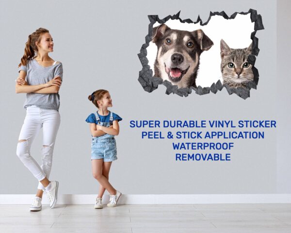 Dog and Cat Wall Art - Self Adhesive Wall Decal, Animal Wall Decal, Bedroom Wall Sticker, Removable Vinyl, Wall Decoration