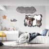 Dog and Cat Wall Art - Self Adhesive Wall Decal, Animal Wall Decal, Bedroom Wall Sticker, Removable Vinyl, Wall Decoration