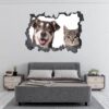 Dog and Cat Wall Art - Self Adhesive Wall Decal, Animal Wall Decal, Bedroom Wall Sticker, Removable Vinyl, Wall Decoration