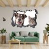 Dog and Cat Wall Art - Self Adhesive Wall Decal, Animal Wall Decal, Bedroom Wall Sticker, Removable Vinyl, Wall Decoration