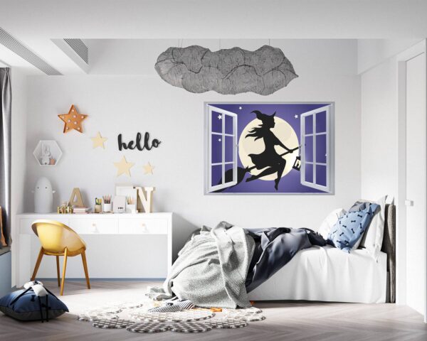 Witch Broom - Fantasy Wall Art, Removable Wall Sticker, Wall Vinyl Sticker, Peel and Stick Wall Decal, Wall Sticker Print, Wall Sticker for Bedroom