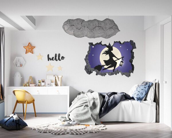 Witch Broom - Fantasy Wall Art, Removable Wall Sticker, Wall Vinyl Sticker, Peel and Stick Wall Decal, Wall Sticker Print, Wall Sticker for Bedroom