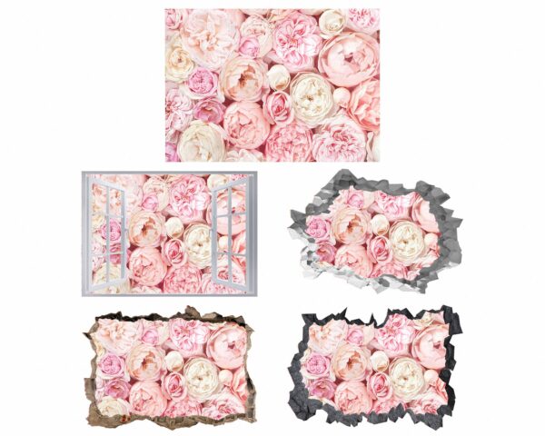 Peonies Wall Sticker - Flower Wall Decal, Self Adhesive, Removable Vinyl, Easy to Install, Wall Decoration, Flower Wall Mural