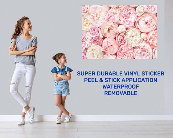 Peonies Wall Sticker - Flower Wall Decal, Self Adhesive, Removable Vinyl, Easy to Install, Wall Decoration, Flower Wall Mural