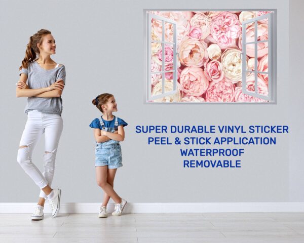 Peonies Wall Sticker - Flower Wall Decal, Self Adhesive, Removable Vinyl, Easy to Install, Wall Decoration, Flower Wall Mural