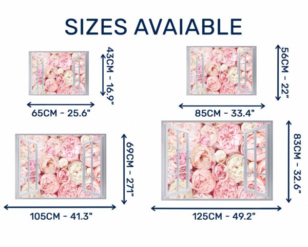 Peonies Wall Sticker - Flower Wall Decal, Self Adhesive, Removable Vinyl, Easy to Install, Wall Decoration, Flower Wall Mural