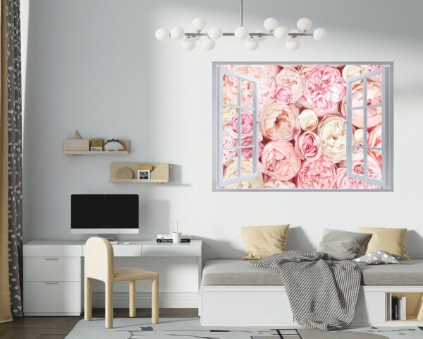 Peonies Wall Sticker - Flower Wall Decal, Self Adhesive, Removable Vinyl, Easy to Install, Wall Decoration, Flower Wall Mural