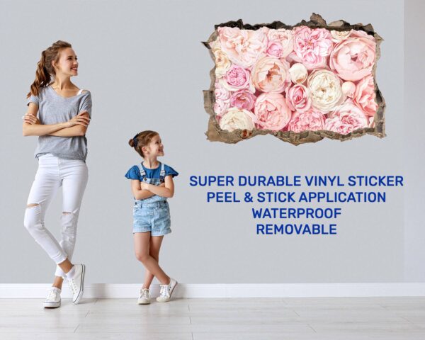 Peonies Wall Sticker - Flower Wall Decal, Self Adhesive, Removable Vinyl, Easy to Install, Wall Decoration, Flower Wall Mural