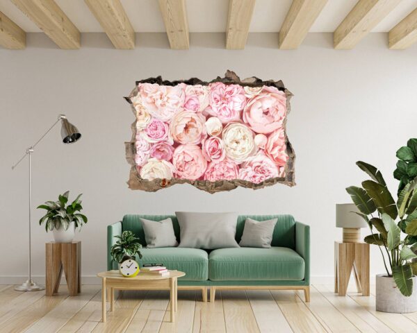 Peonies Wall Sticker - Flower Wall Decal, Self Adhesive, Removable Vinyl, Easy to Install, Wall Decoration, Flower Wall Mural