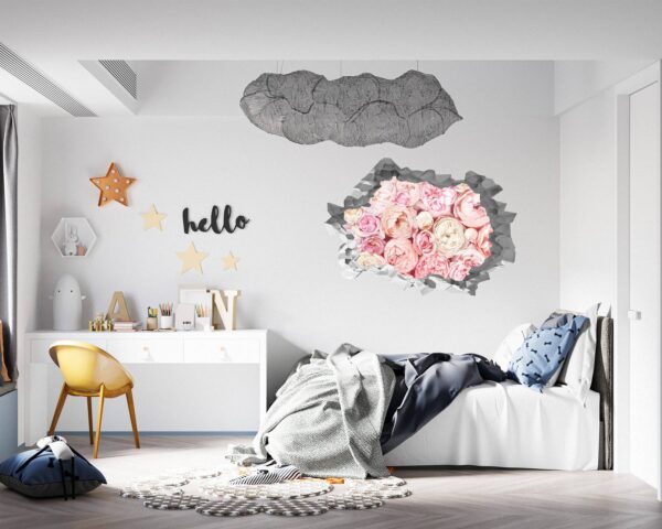 Peonies Wall Sticker - Flower Wall Decal, Self Adhesive, Removable Vinyl, Easy to Install, Wall Decoration, Flower Wall Mural