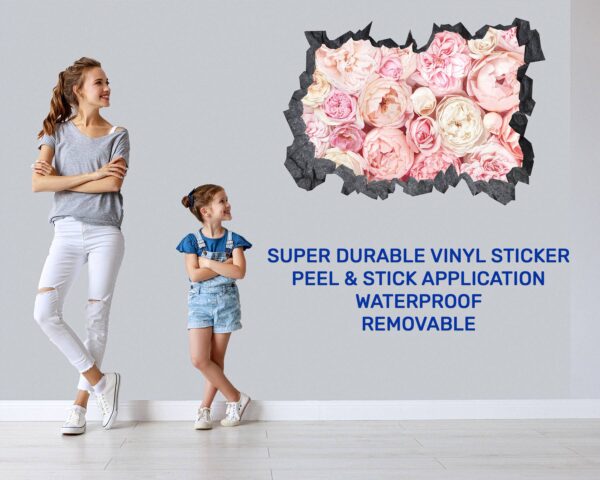 Peonies Wall Sticker - Flower Wall Decal, Self Adhesive, Removable Vinyl, Easy to Install, Wall Decoration, Flower Wall Mural