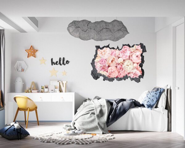 Peonies Wall Sticker - Flower Wall Decal, Self Adhesive, Removable Vinyl, Easy to Install, Wall Decoration, Flower Wall Mural