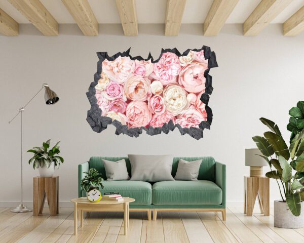 Peonies Wall Sticker - Flower Wall Decal, Self Adhesive, Removable Vinyl, Easy to Install, Wall Decoration, Flower Wall Mural