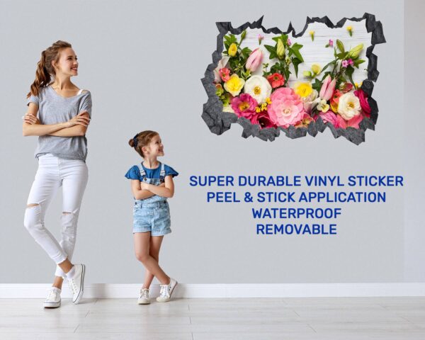 Roses Wall Sticker - Flower Wall Sticker, Self Adhesive, Removable Vinyl, Easy to Install, Wall Decoration, Flower Wall Mural