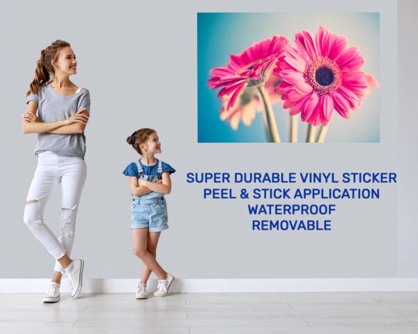 Pink Flower Wall Decal - Flower Wall Sticker, Self Adhesive, Removable Vinyl, Easy to Install, Wall Decoration, Flower Wall Mural