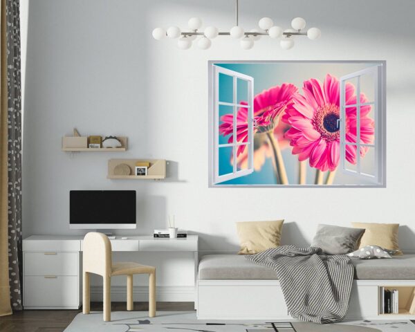 Pink Flower Wall Decal - Flower Wall Sticker, Self Adhesive, Removable Vinyl, Easy to Install, Wall Decoration, Flower Wall Mural