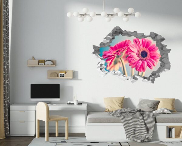 Pink Flower Wall Decal - Flower Wall Sticker, Self Adhesive, Removable Vinyl, Easy to Install, Wall Decoration, Flower Wall Mural