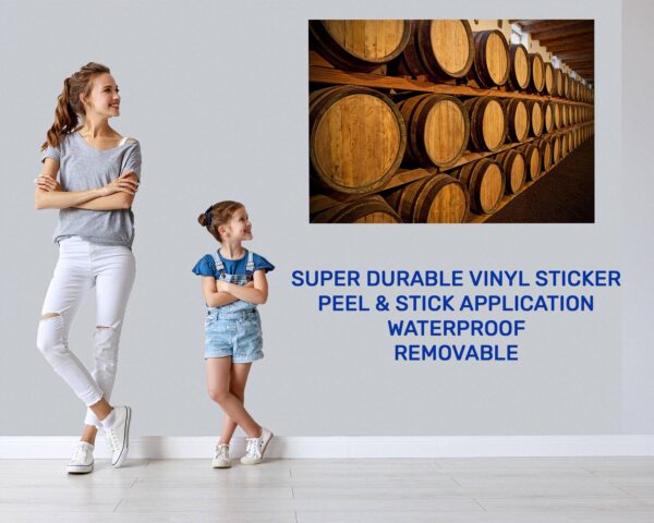 Wine Barrel Wall Decor - Peel and Stick Wall Decal, Vinyl Wall Decal ,Nature Wall Sticker, Wall Decor for Bedroom, Easy To apply, Wall Decor, Living Room Wall Sticker