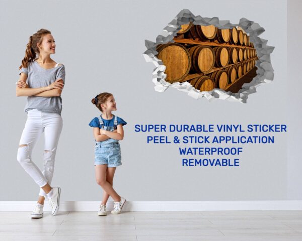 Wine Barrel Wall Decor - Peel and Stick Wall Decal, Vinyl Wall Decal ,Nature Wall Sticker, Wall Decor for Bedroom, Easy To apply, Wall Decor, Living Room Wall Sticker