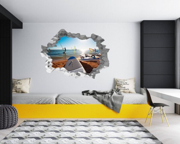 Surfing Wall Decal - Sport Theme Wall Decor, Living Room Wall Art, Wall Decal Sports, Digital print, Removable Wall Sticker