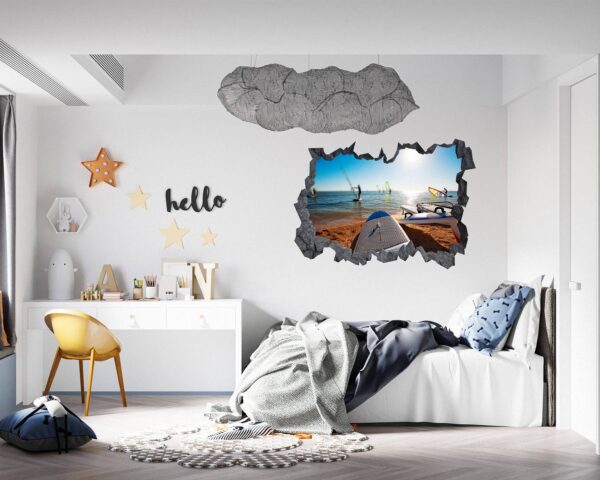 Surfing Wall Decal - Sport Theme Wall Decor, Living Room Wall Art, Wall Decal Sports, Digital print, Removable Wall Sticker