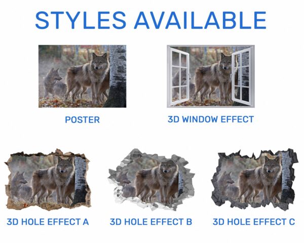 Wolf Wall Decal - Self Adhesive Wall Decal, Animal Wall Decal, Bedroom Wall Sticker, Removable Vinyl, Wall Decoration