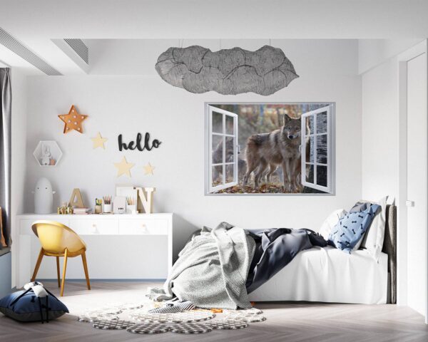 Wolf Wall Decal - Self Adhesive Wall Decal, Animal Wall Decal, Bedroom Wall Sticker, Removable Vinyl, Wall Decoration