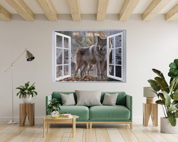 Wolf Wall Decal - Self Adhesive Wall Decal, Animal Wall Decal, Bedroom Wall Sticker, Removable Vinyl, Wall Decoration