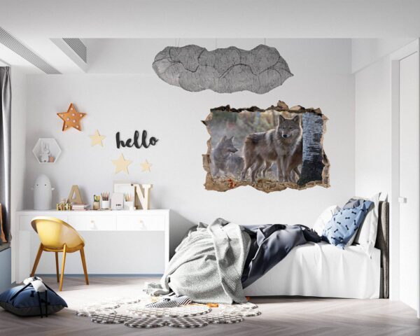 Wolf Wall Decal - Self Adhesive Wall Decal, Animal Wall Decal, Bedroom Wall Sticker, Removable Vinyl, Wall Decoration