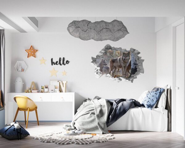 Wolf Wall Decal - Self Adhesive Wall Decal, Animal Wall Decal, Bedroom Wall Sticker, Removable Vinyl, Wall Decoration