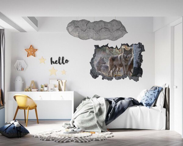 Wolf Wall Sticker - Self Adhesive Wall Decal, Animal Wall Decal, Bedroom Wall Sticker, Removable Vinyl, Wall Decoration